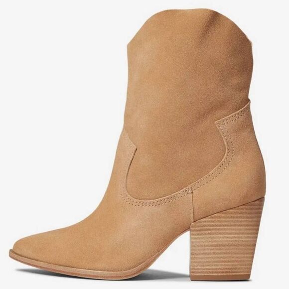 SCHUTZ Shoes - SCHUTZ Tessie Western Ankle Boots Tan Suede Block Heel 9.5B Like New